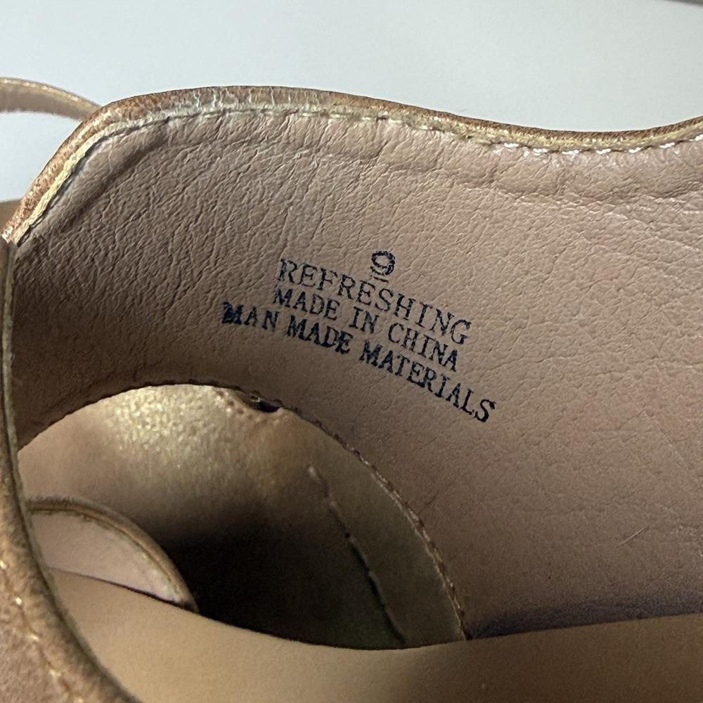 Boutique by Corky's Gold Strap Platform Wedge Heels Women's Slingback Shoes Sz 9 - Picture 6 of 11